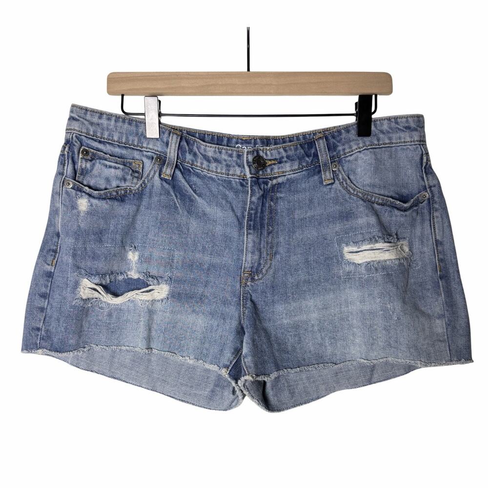 Gap Sexy Boyfriend Denim Shorts Blue Raw Hem Distressed Women's size 12/31